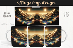 Fantasy mountains iridescent design mug wrap 15oz 11oz png Product Image 1