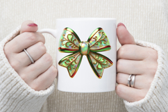 Christmas coquette bows design|Red Green bow T-shirt clipart Product Image 3