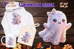 Cute Halloween clipart | Kawaii ghost sublimation design PNG Product Image 1