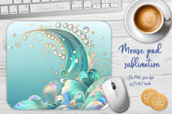Iridescent blue ocean sublimation design mouse pad Product Image 1