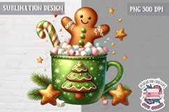 Gingerbread mans cute Christmas Sublimation PNG Coffee Cocoa Product Image 1