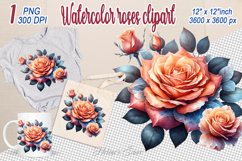 Watercolor Aesthetic Roses Clipart | Amazing bright Flower Product Image 1