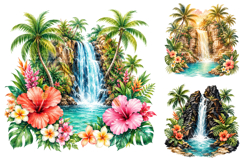 Watercolor Tropical Waterfall Sublimation PNG Bundle Product Image 3
