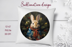 Cute Christmas bunny round cute sublimation design png Product Image 1