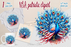 Cute peacock bird American flag colors clipart|USA Patriotic Product Image 1