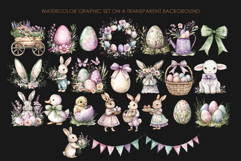 Watercolor Easter Clipart. Easter Bunny clipart. Cute Easter Product Image 3