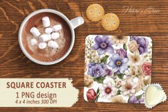 Flowers pattern square coasters |Coaster square sublimation Product Image 1
