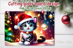 Christmas cutting board | Cute kitten playing with ornaments Product Image 1