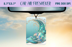 Blue &amp; gold iridescent ocean Air Freshener Car sublimating Product Image 1