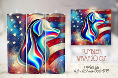 USA Patriotic holiday tumbler wrap 20oz | American dog png Product Image 1