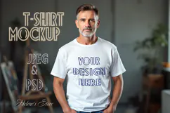 Artist man white t-shirt mockup JPG and PSD |Mans model mock Product Image 1