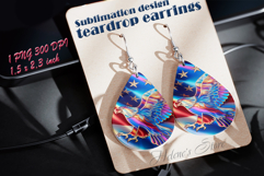 USA Patriotic eagle teardrop earrings sublimation design png Product Image 1
