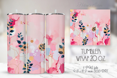 Florals pink tumbler sublimation wrap|Spring abstract design Product Image 1