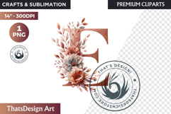 Floral Alphabet wedding Clipart Rose Gold flower letter Product Image 1