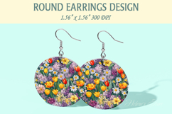 Spring Flowers earrings | Floral Round Earring sublimation Product Image 1