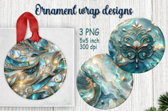 Fantasy ocean round ornament sublimation designs PNG Product Image 1