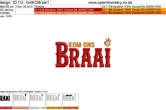 Kom Ons Braai Bundle | 4&quot; x 4&quot; Hoop | 3 designs Product Image 5