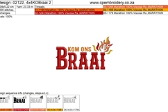 Kom Ons Braai Bundle | 4&quot; x 4&quot; Hoop | 3 designs Product Image 6