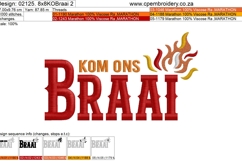 Kom Ons Braai Bundle | 8&quot; x 8&quot; Hoop | 3 designs Product Image 2