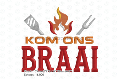 Kom Ons Braai Flamed Accessories Embroidery Design Product Image 6