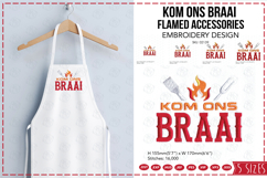 Kom Ons Braai Flamed Accessories Embroidery Design Product Image 1