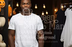 Halloween T Shirt Mockup Male, White T-Shirt Mockup, d19 Product Image 1