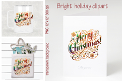 Bright Merry Christmas quote sublimation design clipart png Product Image 1