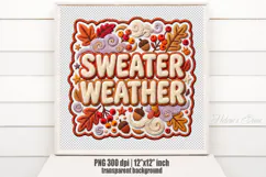 Sweater Weather Chenille Embroidered Patch Puffy design PNG Product Image 2