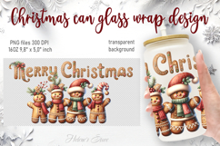Marry Christmas gingerbread men can glass wrap 16oz png Product Image 1