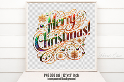 Bright Merry Christmas quote sublimation design clipart png Product Image 2