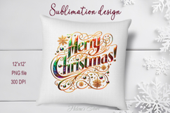 Bright Merry Christmas quote sublimation design clipart png Product Image 3