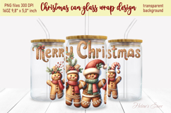 Marry Christmas gingerbread men can glass wrap 16oz png Product Image 2