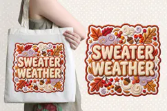 Sweater Weather Chenille Embroidered Patch Puffy design PNG Product Image 4