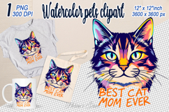 Cute cat clipart | Colorful cat mom sublimation design Product Image 1