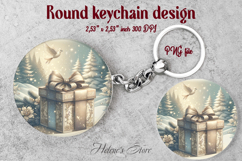 Christmas round keychain design|Christmas gift Car coaster Product Image 1