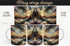 Fantasy mountains iridescent design mug wrap 15oz 11oz png Product Image 1