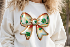 Christmas coquette bows design|Red Green bow T-shirt clipart Product Image 3