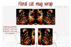 Flower cat Mug Sublimation png| Flowers cat |Art cat bouquet Product Image 1