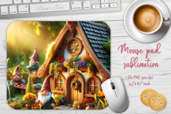 Cute forest gnomes house mouse pad sublimation design png Product Image 1