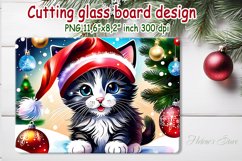 Christmas cutting board | Cute kitten playing with ornaments Product Image 1