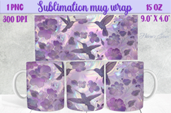 Lilac pastel hummingbirds mug wrap 15 oz sublimation design Product Image 1