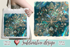 Aquamarine ocean gold and pearl sublimation design png Product Image 1