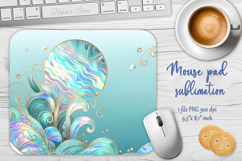 Iridescent blue ocean sublimation design mouse pad Product Image 1