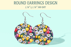 Spring Flowers earrings | Floral Round Earring sublimation Product Image 1