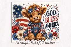 God Bless America Highland Cow 20oz Wrap PNG Product Image 2