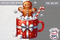 Gingerbread mans cute Christmas Sublimation PNG Coffee Cocoa Product Image 1