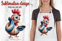 Funny chicken in the kitchen clipart|Cute sublimation design Product Image 1