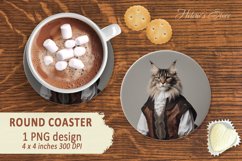 Historical costume cats Round Coaster |cat in medieval Product Image 1