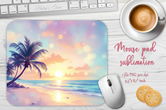 Summer beach watercolor mouse pad sublimation design png Product Image 1