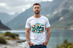 Adventure mountains man white t-shirt mockup JPG and PSD Product Image 2